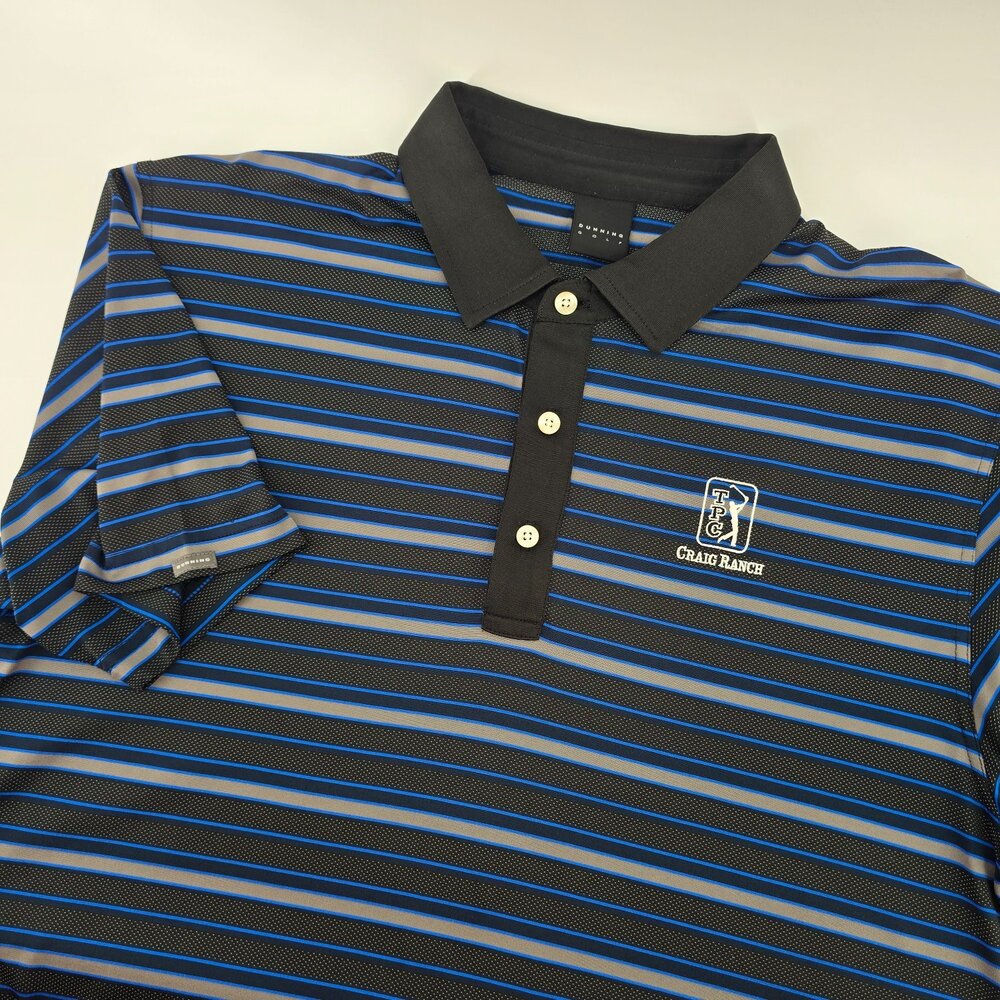 Dunning Golf Tpc Craig Ranch Striped Polo Shirt DN800523 Mens Black Blue Size XL